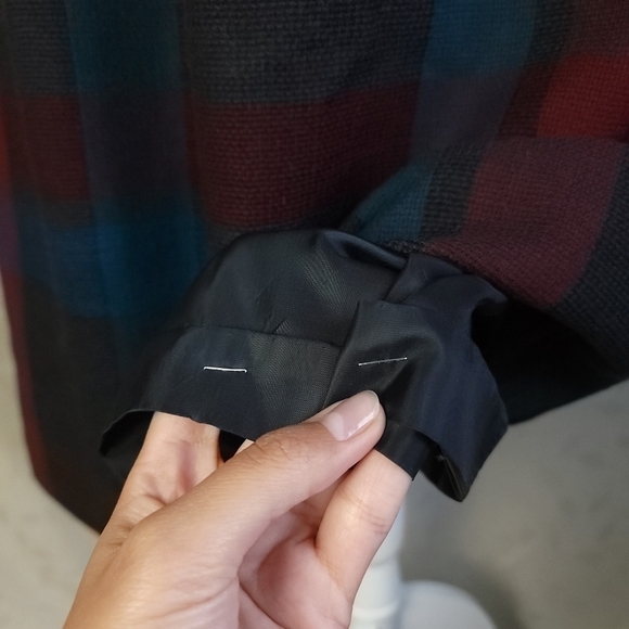 Vintage Buffalo Plaid Dark Academia Wool Midi Skirt Jewel Red Teal Prophecy - Picture 7 of 15